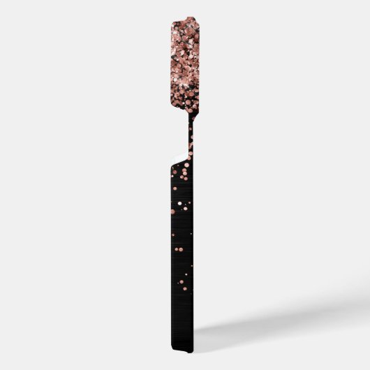 Aangepast Roos Gold Glitter Black Sparkle Monogram iPhone Hoesje (Rechterkant)