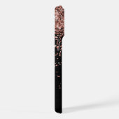 Aangepast Roos Gold Glitter Black Sparkle Monogram iPhone Hoesje (Rechterkant)