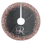 Aangepast Roos Gold Glitter Black Sparkle Monogram Kerstboom Rok (Voorkant)