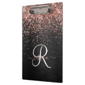 Aangepast Roos Gold Glitter Black Sparkle Monogram Klembord (Links)