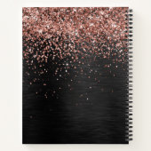 Aangepast Roos Gold Glitter Black Sparkle Monogram Notitieboek (Achterkant)
