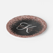 Aangepast Roos Gold Glitter Black Sparkle Monogram Papieren Bordje (Gekanteld)