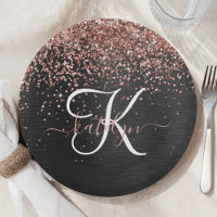 Aangepast Roos Gold Glitter Black Sparkle Monogram