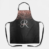 Aangepast Roos Gold Glitter Black Sparkle Monogram Schort (Voorkant)