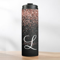 Aangepast Roos Gold Glitter Black Sparkle Monogram
