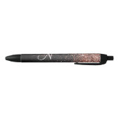 Aangepast Roos Gold Glitter Black Sparkle Monogram Zwarte Inkt Pen (Bodem)