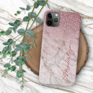 Aangepast Roos Gold Glitter Blush Pink Marble Patt Case-Mate iPhone Case