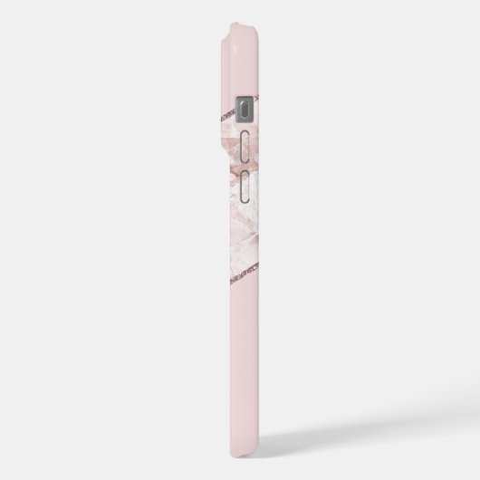 Aangepast Roos Gold Glitter Blush Pink Marble Patt iPhone Hoesje (Linkerkant)