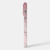 Aangepast Roos Gold Glitter Blush Pink Marble Patt iPhone Hoesje (Linkerkant)