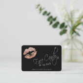 Aangepast - Roos Gold Glitter Lips & Silver, zwart Visitekaartje (Staand voorkant)