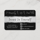 Aangepast - Roos Gold Glitter Lips & Silver, zwart Visitekaartje (Achterkant)