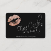 Aangepast - Roos Gold Glitter Lips & Silver, zwart Visitekaartje (Voorkant)