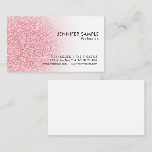 Aangepast Roos Gold Glitter look Modern Visitekaartje (Voorkant / Achterkant)