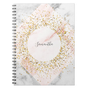 Aangepast Roos Gold Glitter Marble-laptop Notitieboek