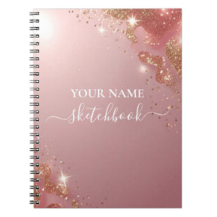 Aangepast Roos Gouden Glitter Notitieboek – Elegan