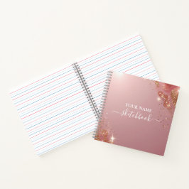 Aangepast Roos Gouden Glitter Notitieboek – Elegan
