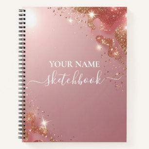 Aangepast Roos Gouden Glitter Notitieboek – Elegan