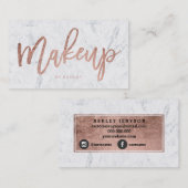 Aangepast roos gouden typografie witte marmer visitekaartje (Voorkant / Achterkant)