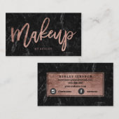 Aangepast roos gouden typografie zwart marmer visitekaartje (Voorkant / Achterkant)