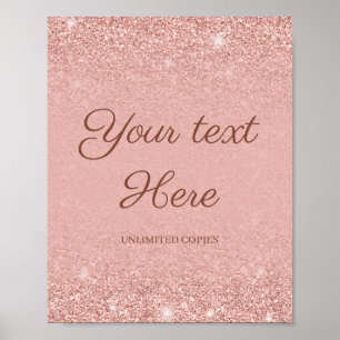 Aangepast roos goudglitter bruiloft poster