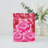 Aangepast Roos met 3d harten Feestdagenkaart (Staand voorkant)