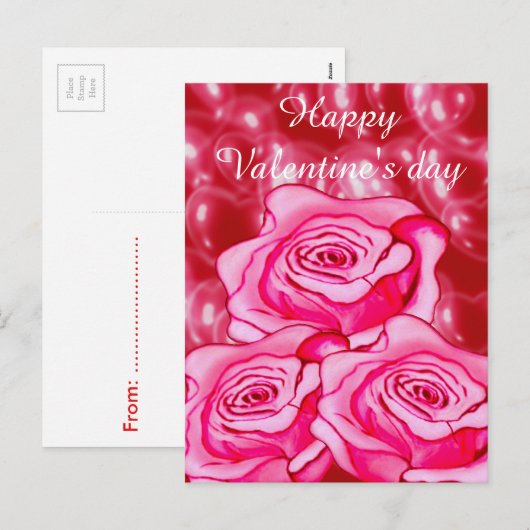 Aangepast Roos met 3d harten Feestdagenkaart (Voorkant / Achterkant)