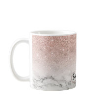 Aangepast roos roze glitter ombre witte marmer