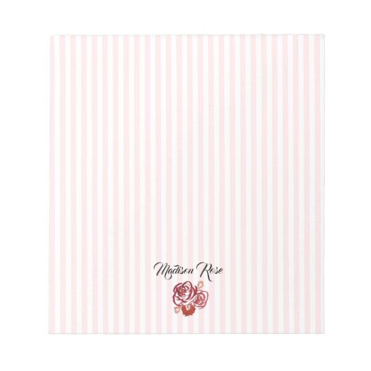 Aangepast Roos Schilderen Stripe Preppy Notitieblok (Voorkant)