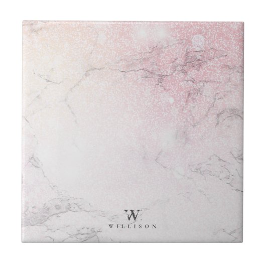 Aangepast roos van Marmer Glitter Tegeltje (Voorkant)