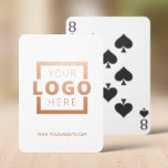 Aangepast Roos voor bevordering van zakelijke Logo Pokerkaarten<br><div class="desc">Ga verder dan de gebruikelijke promotiepen of notebooks en geef een aanpasbaar kaartpakket met uw logo en website-URL. Breng merkaanpassing aan het volgende niveau door een achtergrondkleur te selecteren die overeenkomt met uw merkkleur.</div>