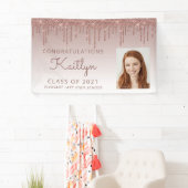 Aangepast Roos voor foto Gold Glitter Drip Afstude Spandoek (Insitu)