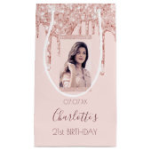 Aangepast roos voor fotoverjaardag gouden glitter  klein cadeauzakje (Voorkant)