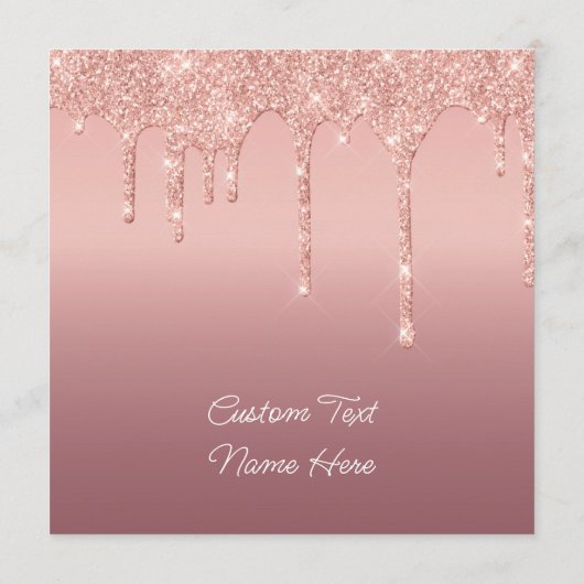 Aangepast Roos voor tekst Gold Blush Glitter Drive Programmakaart (Achterkant)