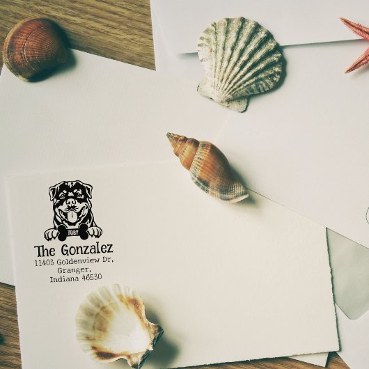 Aangepast Rotweiller Dog Retouradres, Rubberstempel