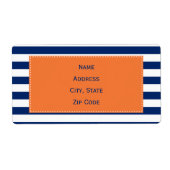Aangepast Royal Blue Stripes Pattern met Oranje Etiket (Voorkant)