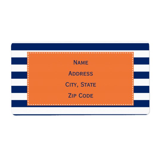 Aangepast Royal Blue Stripes Pattern met Oranje Etiket (Voorkant)