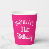 Aangepast roze 21e kopjes op jaarpapier papieren bekers (Achterkant)