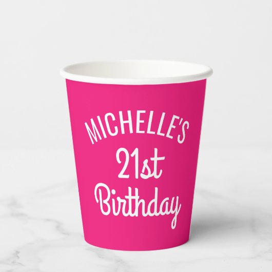 Aangepast roze 21e kopjes op jaarpapier papieren bekers (Achterkant)