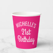 Aangepast roze 21e kopjes op jaarpapier papieren bekers (Voorkant)