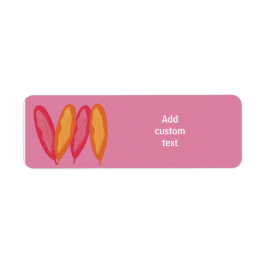 aangepast roze adres met veren etiket