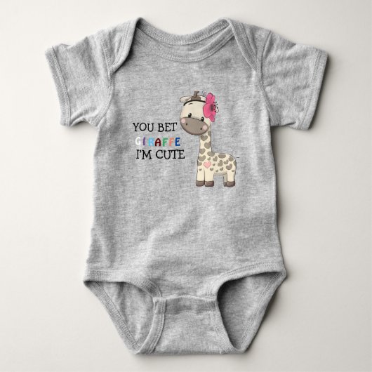 Aangepast roze Baby Giraffe Romper (Voorkant)