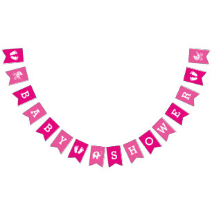 Aangepast roze Baby shower met bannervlag Vlaggetjes