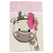 Aangepast roze babymeisje Giraffe Middelgrote Gift Medium Cadeauzakje (Voorkant)