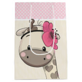 Aangepast roze babymeisje Giraffe Middelgrote Gift Medium Cadeauzakje (Achterkant)