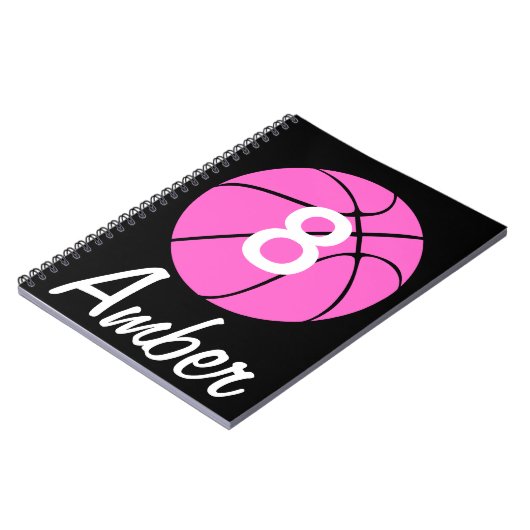 Aangepast roze Basketball Notitieboek (Linkerzijde)