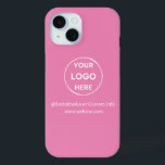 Aangepast roze bedrijfsmerk met Logo iPhone 15 Case<br><div class="desc">Promoot uw merk met deze aanpasbare Iphone Case. Dit ontwerp beschikt over uw eigen logo en sociale media-informatie,  samen met een ruimte voor een aangepast homepage-adres. Ideaal voor weggeefacties,  shows en andere promotionele evenementen. Hulp nodig bij personalisatie? Neem contact met ons op via onderstaande berichtknop voor hulp.</div>