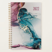 Aangepast roze blauwe Abstracte marmer, niet gedat Planner (Voorkant)