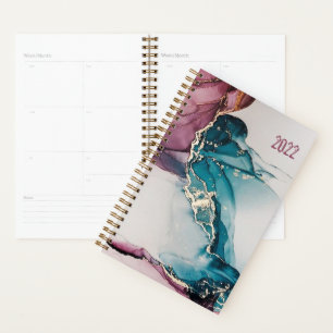 Aangepast roze blauwe Abstracte marmer, niet gedat Planner