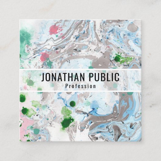 Aangepast roze blauwe groene rendy moderne Abstrac Vierkante Visitekaartje (Voorkant)