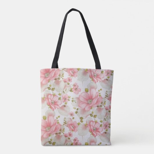 Aangepast roze bloemontwerp tote bag (Achterkant)